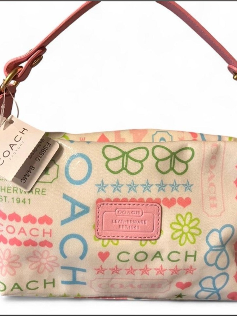 Y2K Coach Pink Trim Signature Print Wristlet